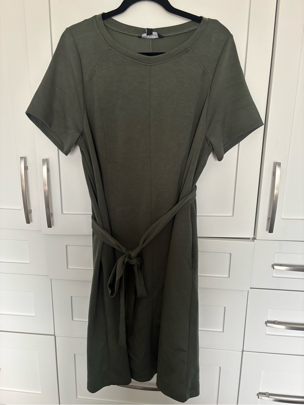 Lane Bryant Olive Tie-Waist Midi Dress